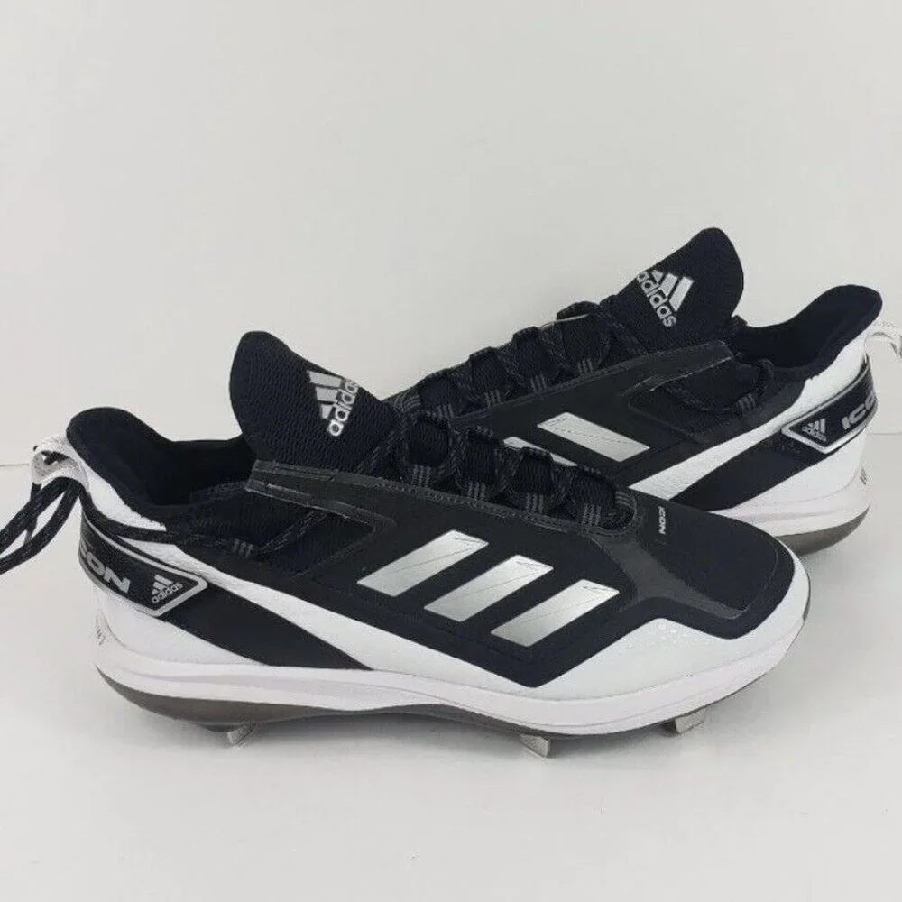 Men's FY4178 Adidas Icon 7 Boost Metal Baseball Cleats Size 12.5 Black & White - Picture 3 of 10